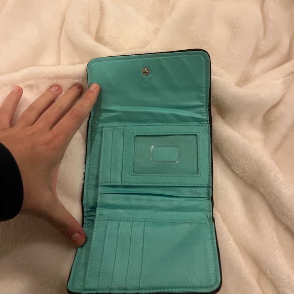Vera Bradley Teal and Brown Leaf Pattern Wallet - Picture 3 of 3